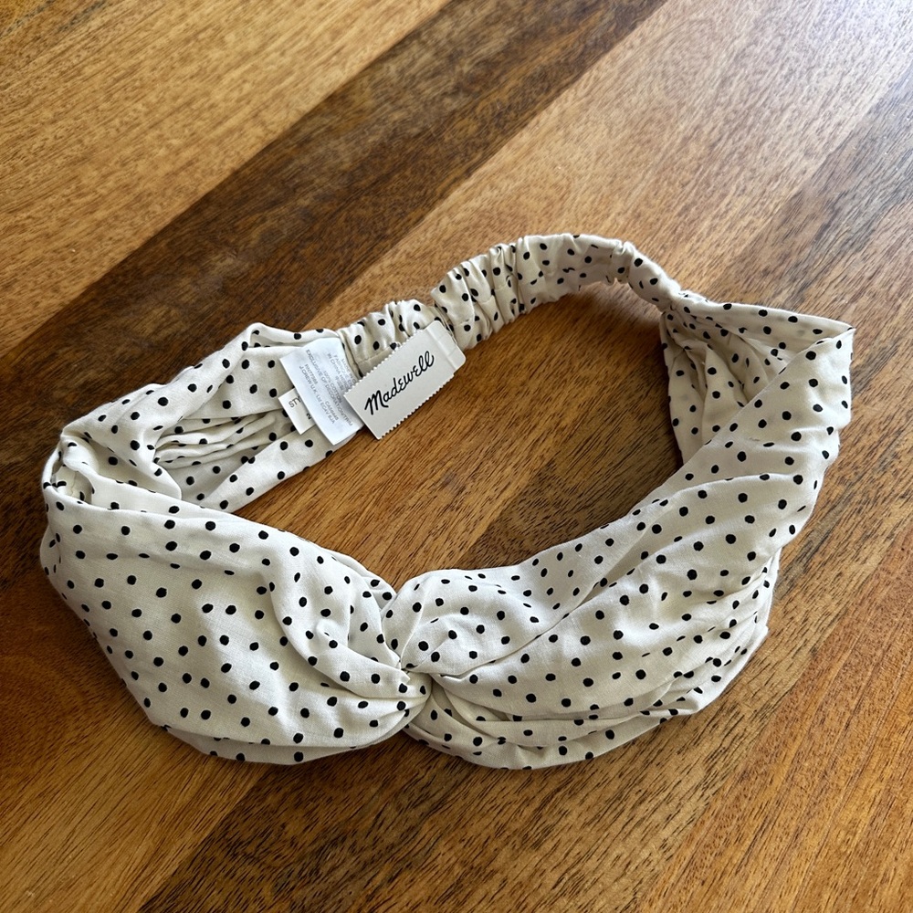 Madewell Polka Dot Hairband - Black and Cream